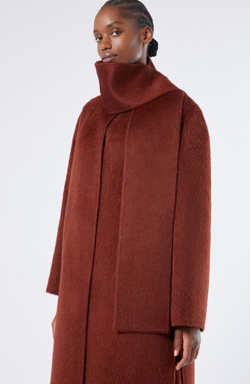 Marina Rinaldi Alpaca-wool Scarf-detail Coat In Brown