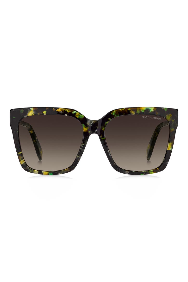 57mm Gradient Square Sunglasses, Main, color, GREEN TORTOISESHELL