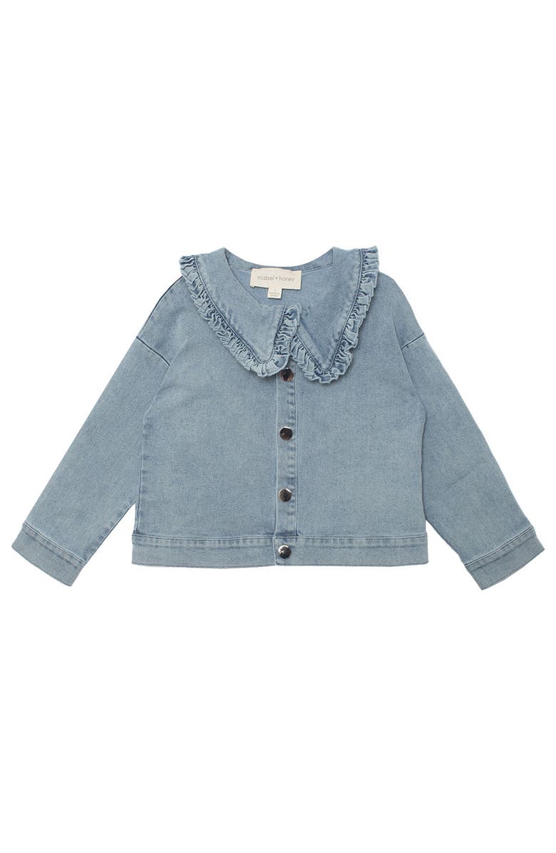 Mabel + Honey Denim Days Ruffled Collar Jacket, Main, color, Blue