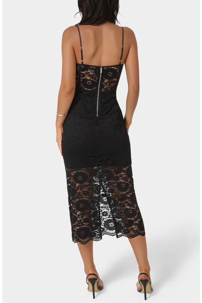 Lace Corset Body-Con Midi Dress, Alternate, color, BLACK