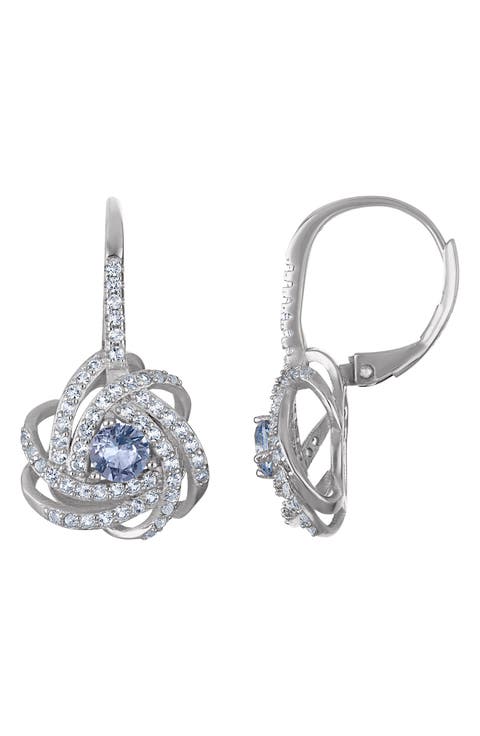 Sterling Silver Floral Swirl Drop Earrings