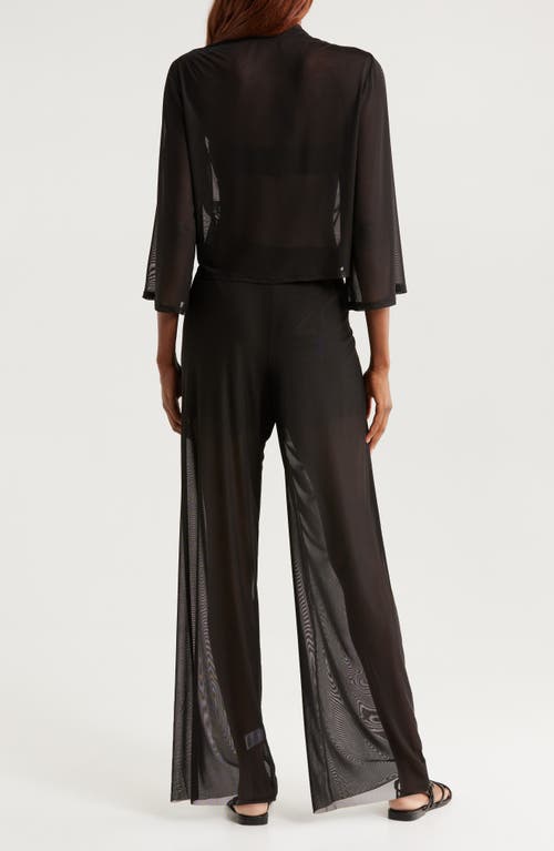 ELAN ELAN SHEER TIE FRONT COVER-UP TOP 