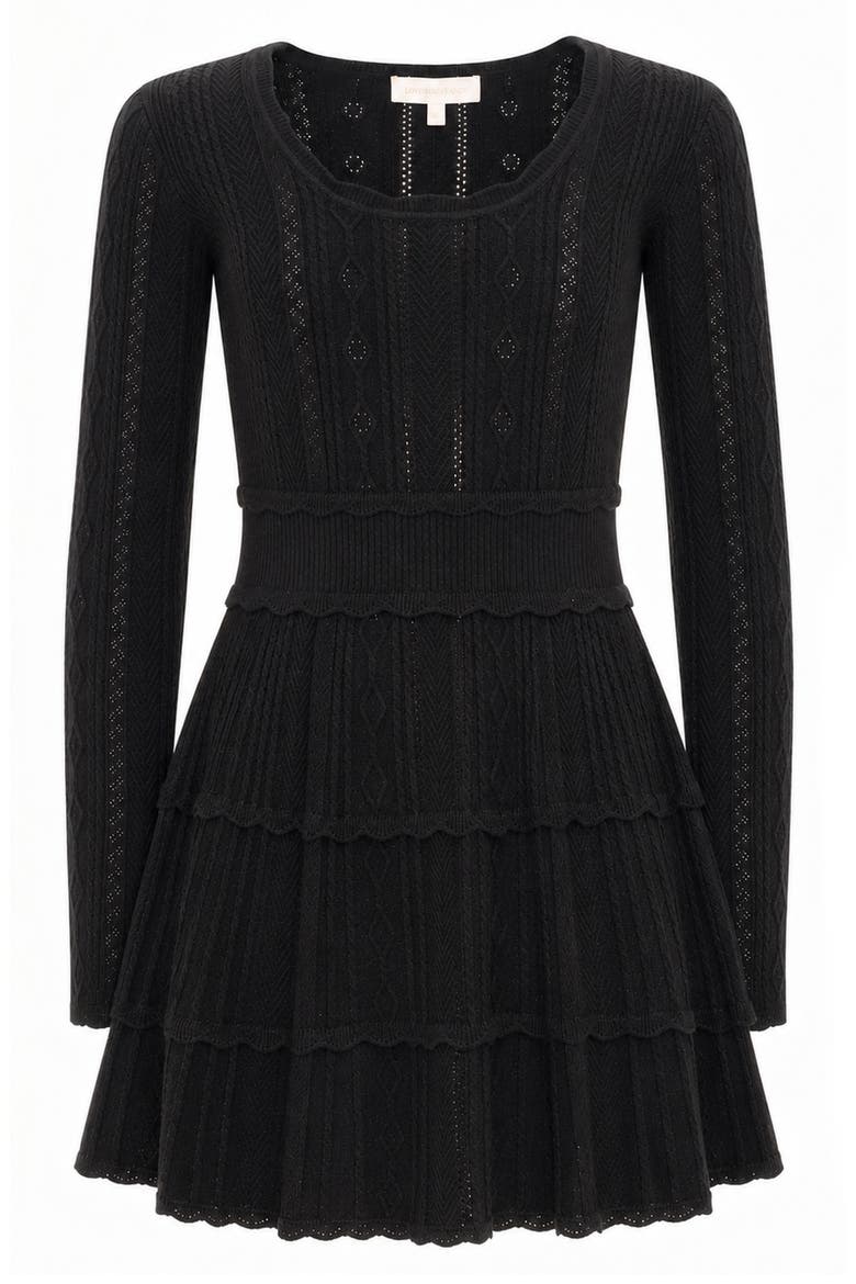 Kids' Lunellita Long Sleeve Pointelle Dress, Main, color, BLACK