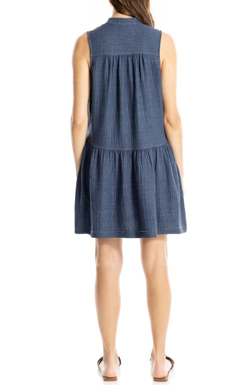 Max Studio Button Placket Minidress In Blue