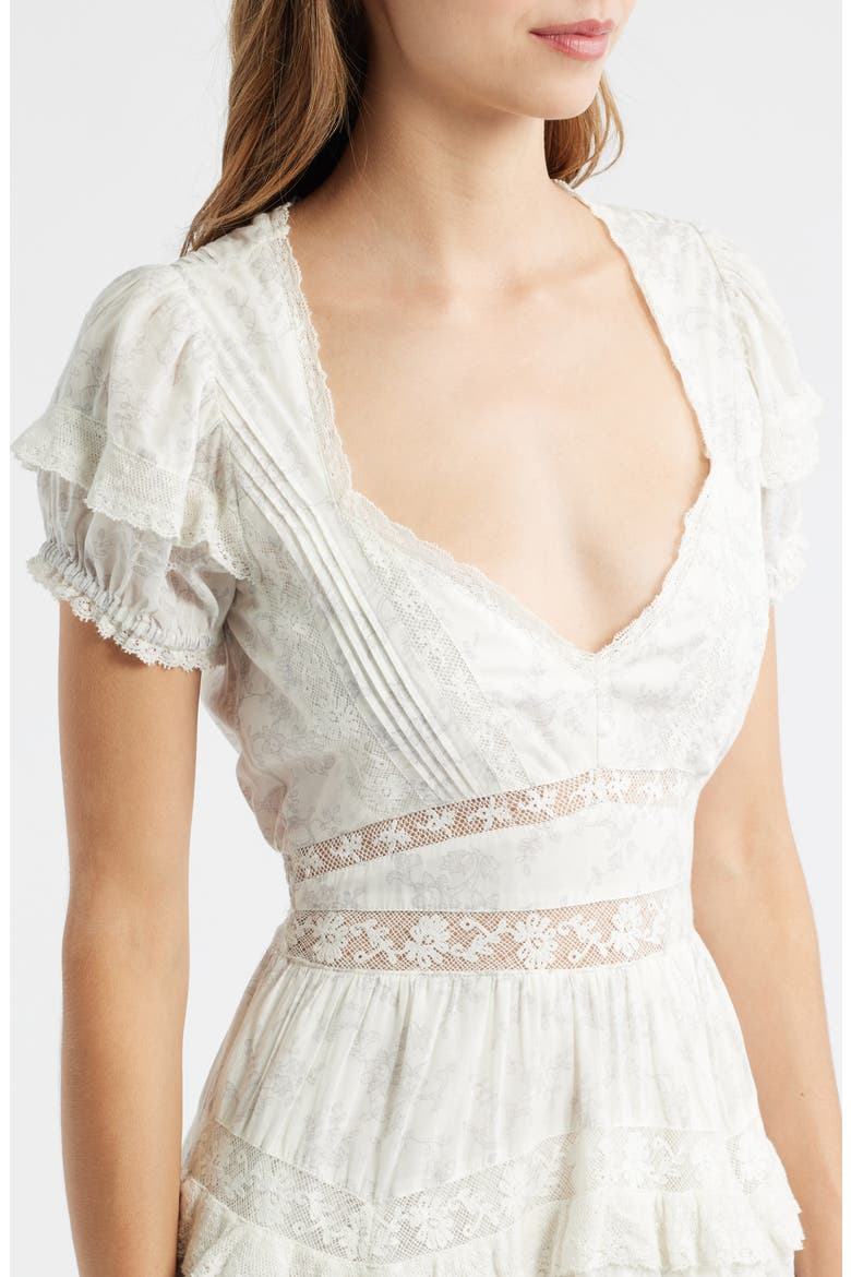 Nivara Lace Inset Tiered Cotton Mini Sundress, Alternate, color, CHANTILLY