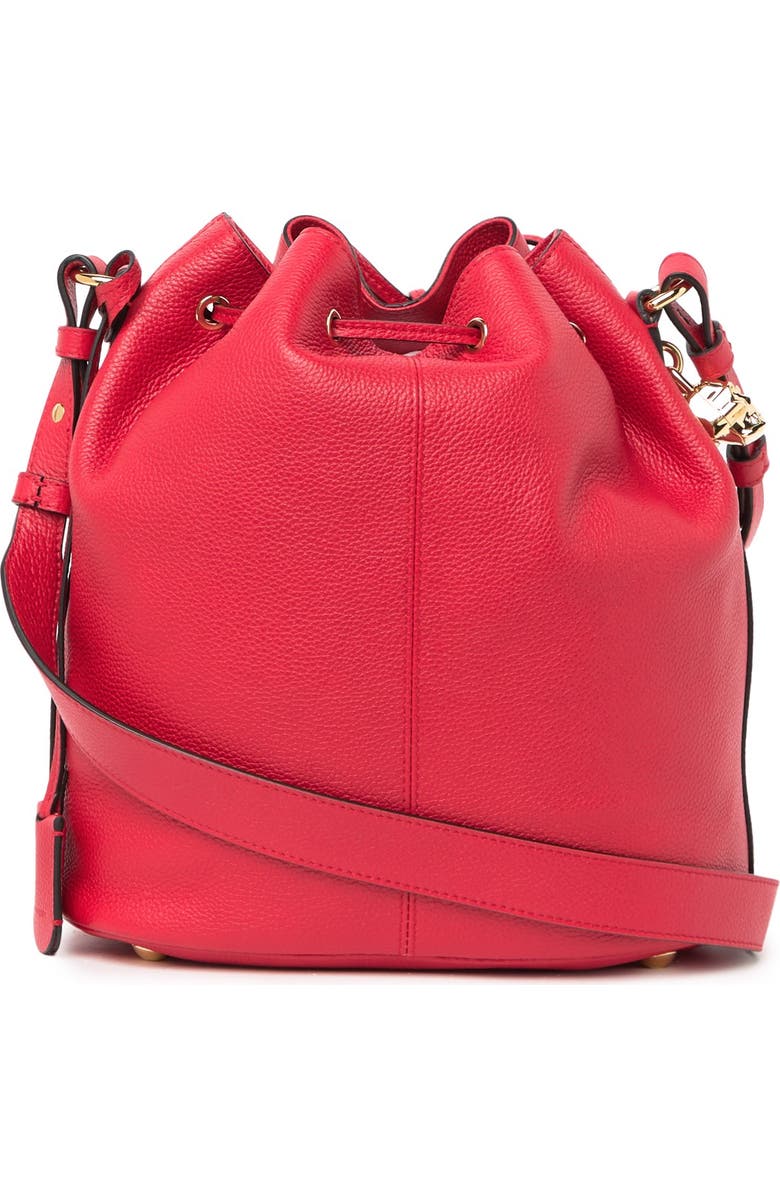 McQueen Padlock Skull Leather Bucket Bag, Alternate, color,
