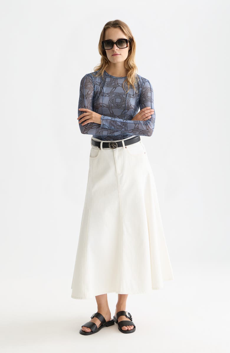 Scotch & Soda Printed Seamed Mesh Top, Alternate, color, Horseshoes Infinity