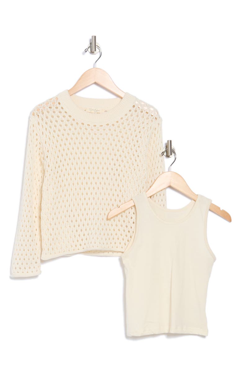 Jessica Simpson Kids' Open Stitch Sweater & Tank Set, Main, color, 