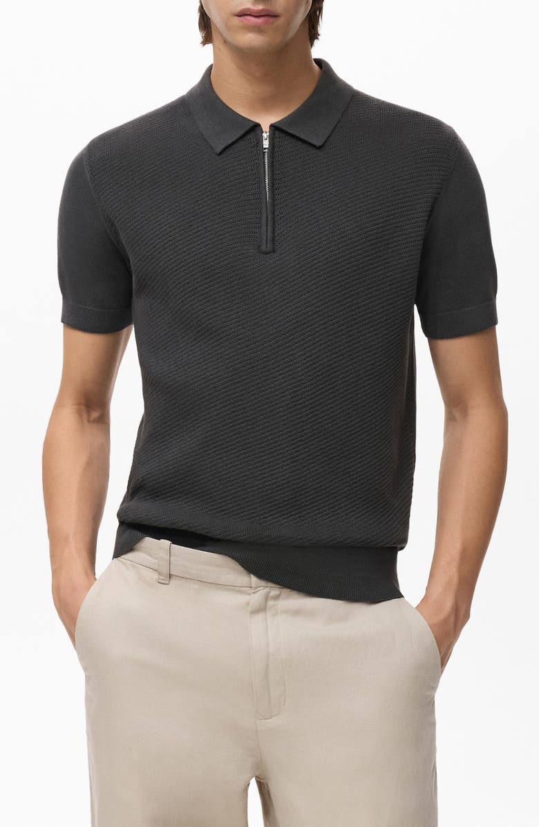 MANGO Openwork Zip Polo, Main, color, 
