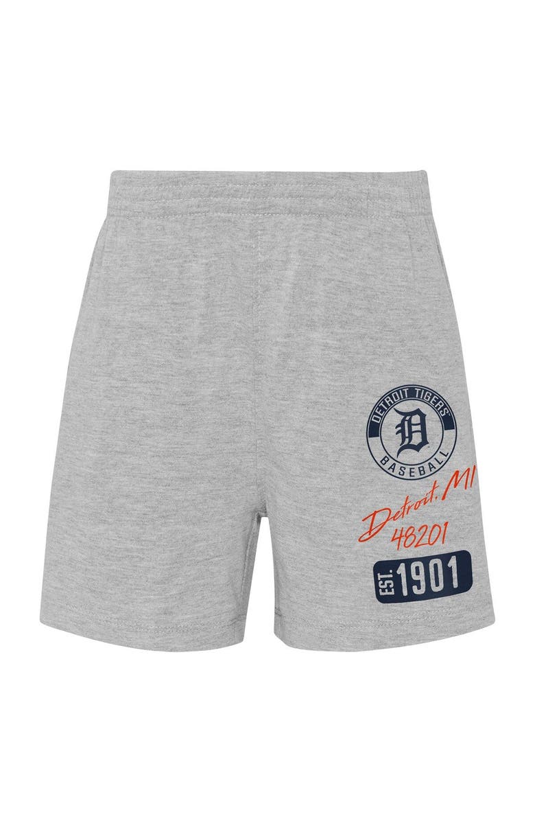 Outerstuff Preschool Detroit Tigers Orange/Heather Gray Groundout Baller Raglan T-Shirt & Shorts Set, Alternate, color,