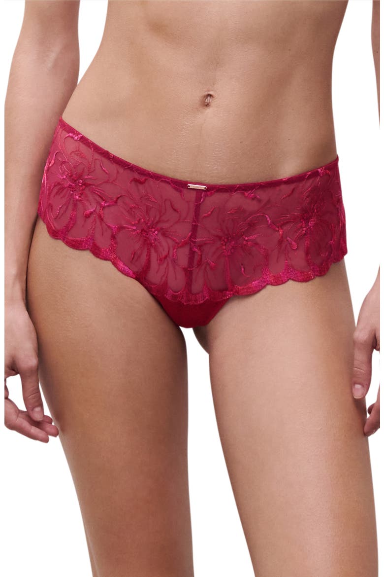 Fleurs Hipster Tanga, Main, color, CANDY APPLE SHADES