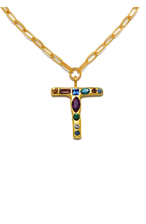 Sequin Emilie Crystal Initial Pendant Necklace In Gold