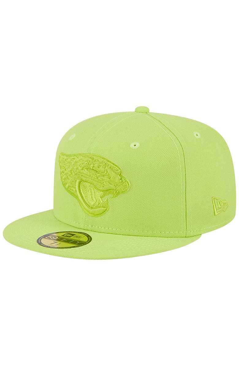 New Era Men's New Era Neon Green Jacksonville Jaguars Color Pack Brights 59FIFTY Fitted Hat, Main, color, 