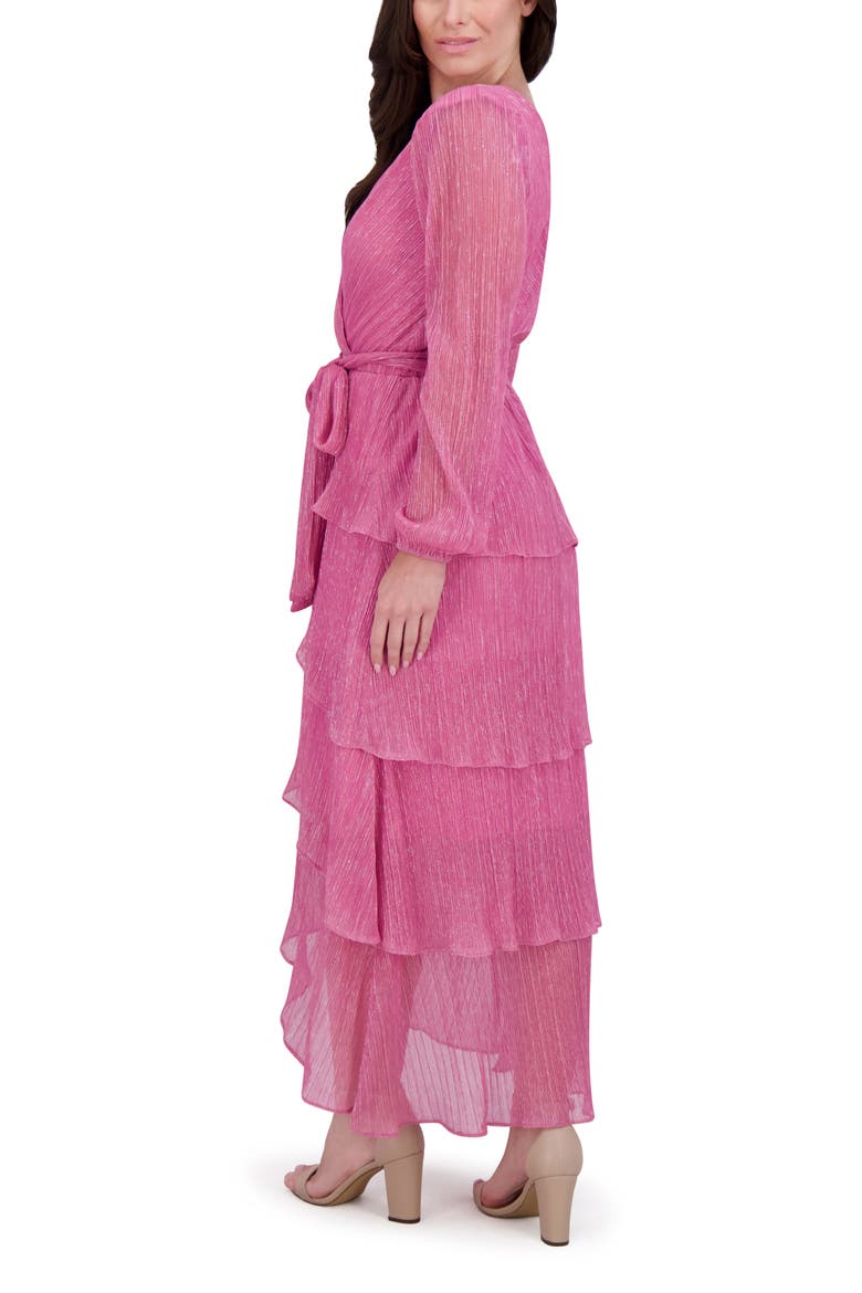 Shimmer Knit Long Sleeve Tiered Ruffle Dress, Alternate, color, ROSE