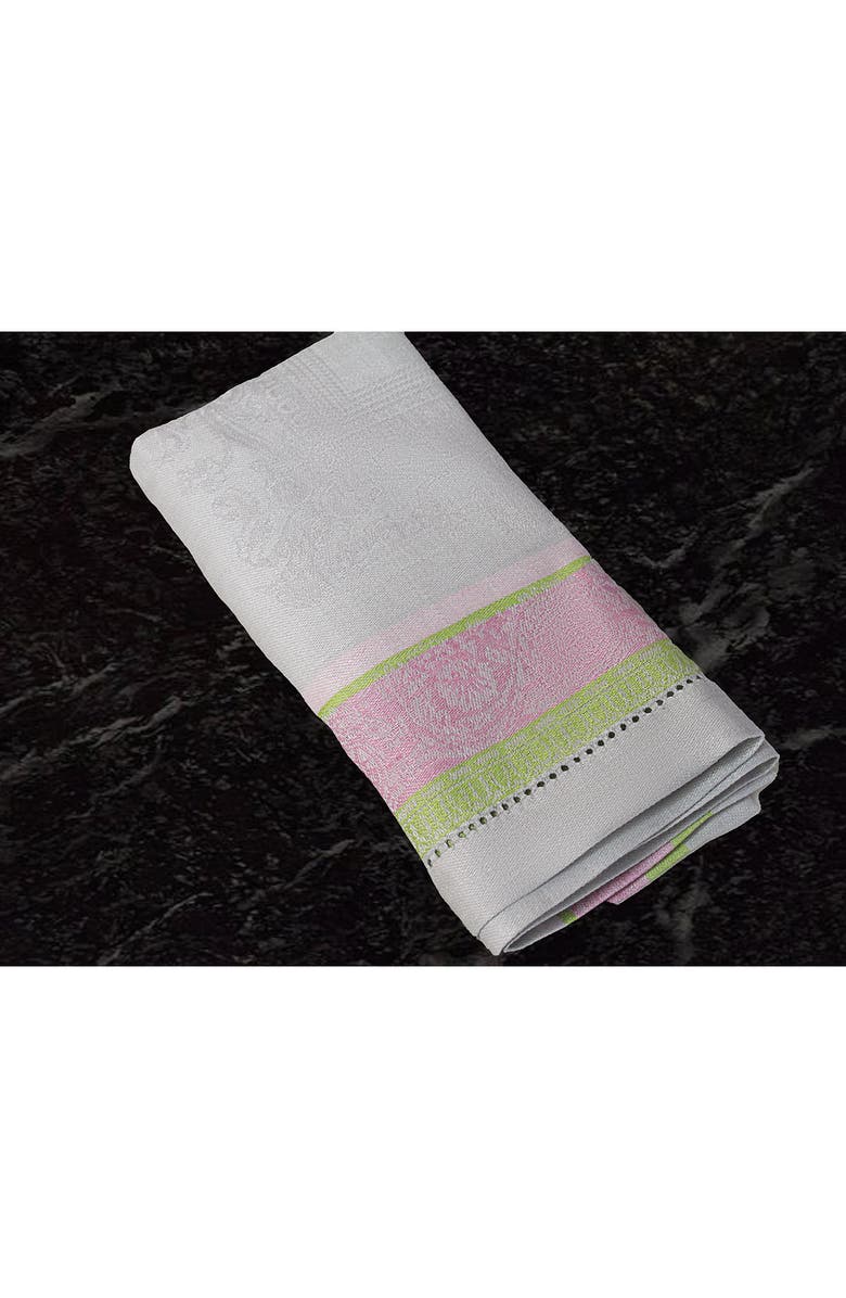 FRENCH HOME Linen Cleopatra Napkins - Set of 6, Alternate, color, Chartruse And Rose Pink