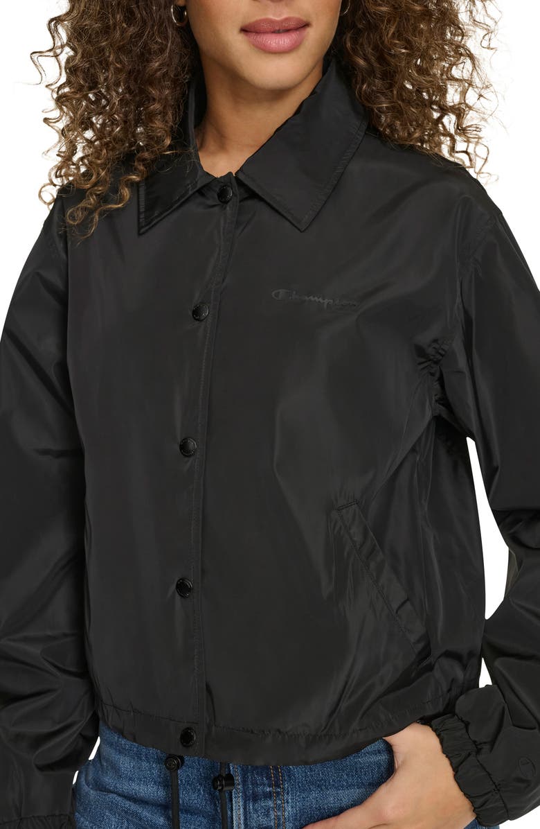 Champion Cropped Coach's Jacket, Alternate, color, Black