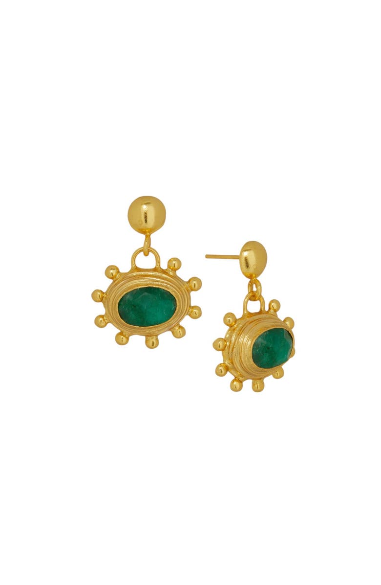 Ottoman Hands Zand Emerald Drop Earrings, Main, color, Gold
