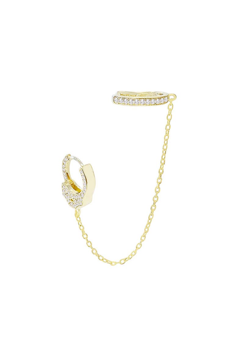 Adina's Jewels Handcuff & Hoop Stud & Cuff Single Earring, Main, color, GOLD