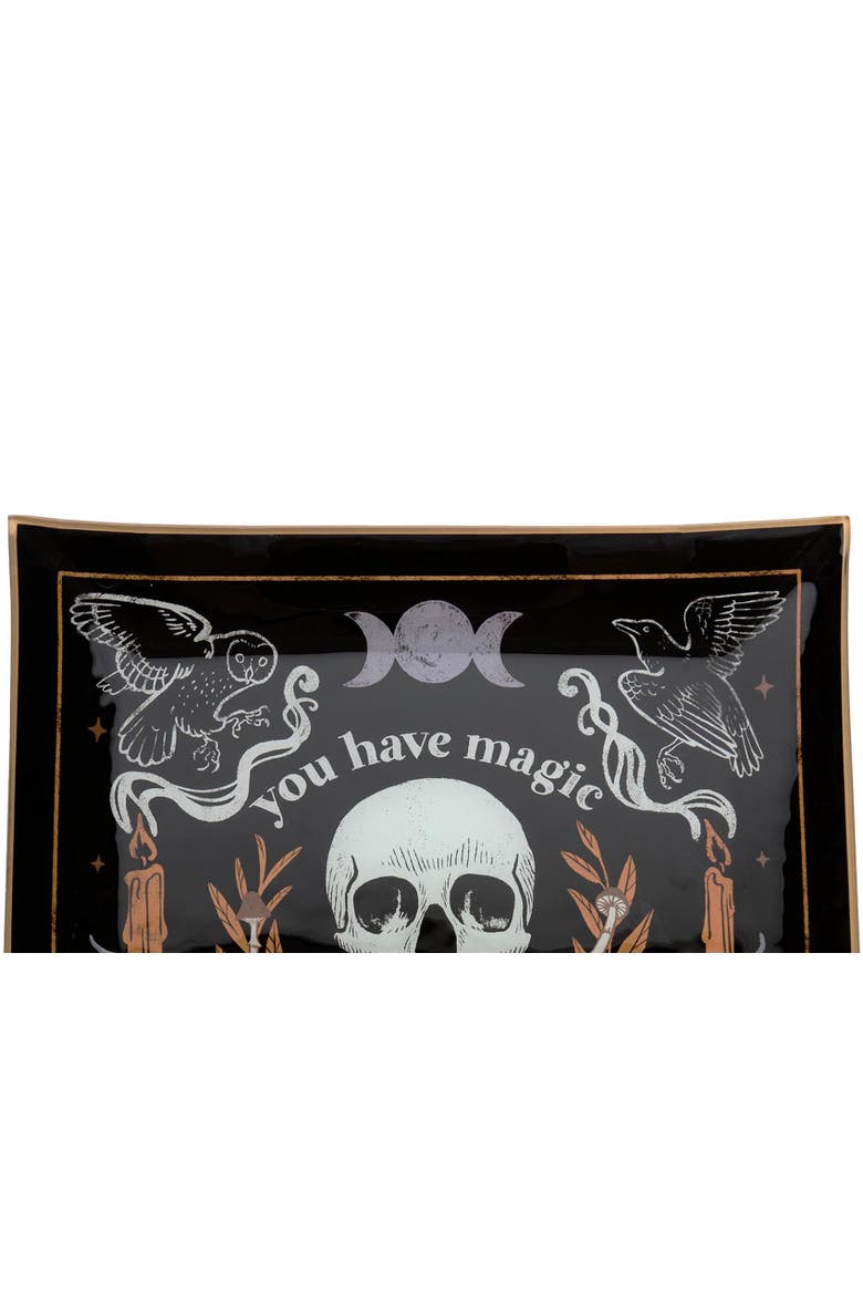 Magic In Your Bones Skull Halloween Glass Tray, Alternate, color, Black