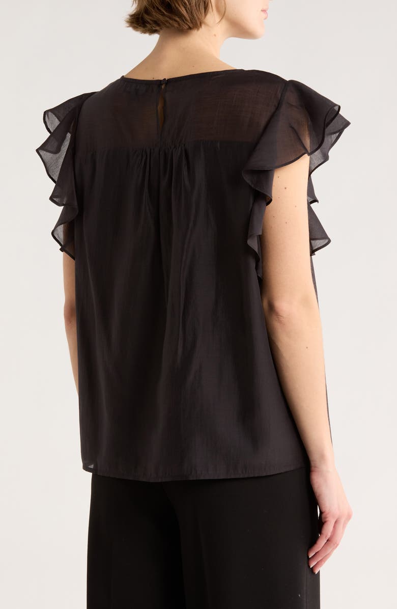 Ted Baker Flutter Sleeve Top, Alternate, color, Rich Black