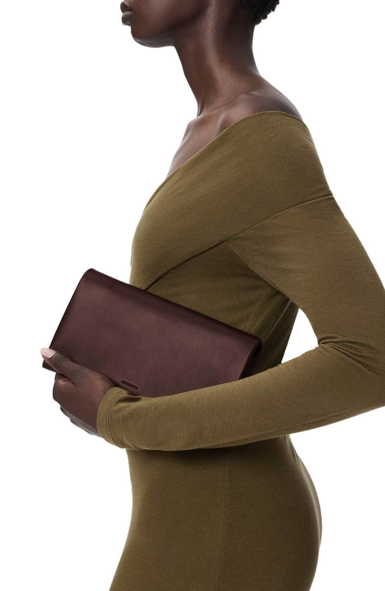 Harluna Leather Clutch, Alternate, color, BURGUNDY RED