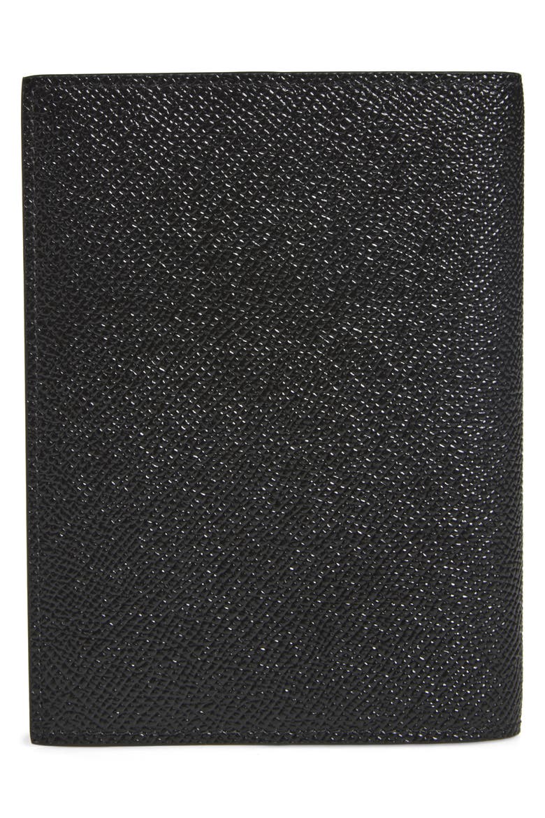 Logo Plaque Leather Passport Holder, Alternate, color, BLACK