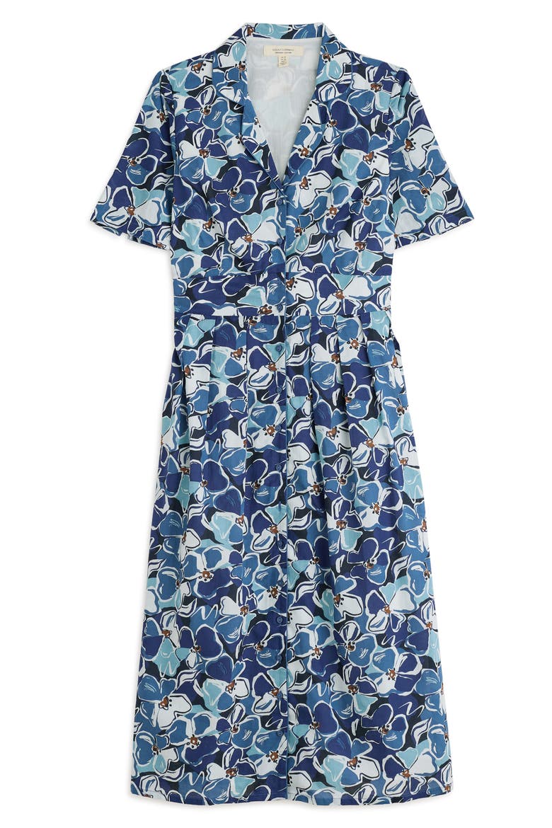 Floral Print Organic Cotton Midi Shirtdress, Alternate, color, CAMPION BLOOM WASHED MARINE