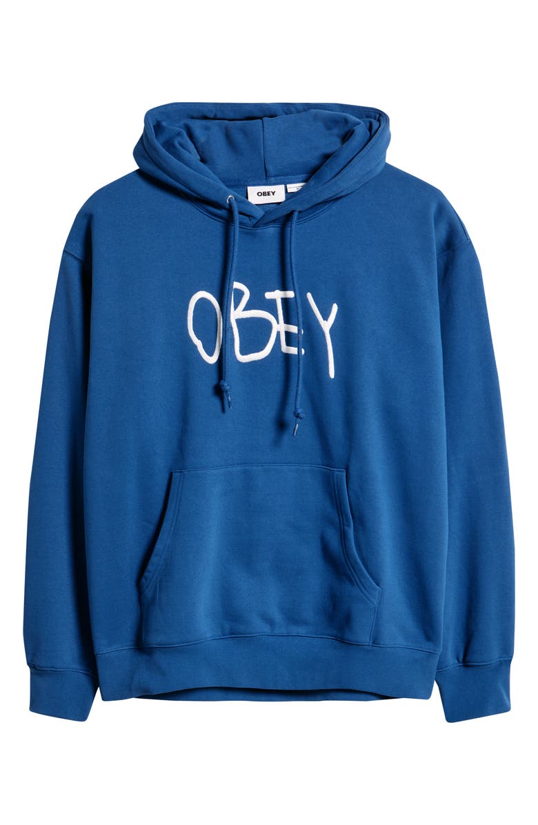 Obey Oversize Scribble Logo Fleece Hoodie, Alternate, color, Limoges
