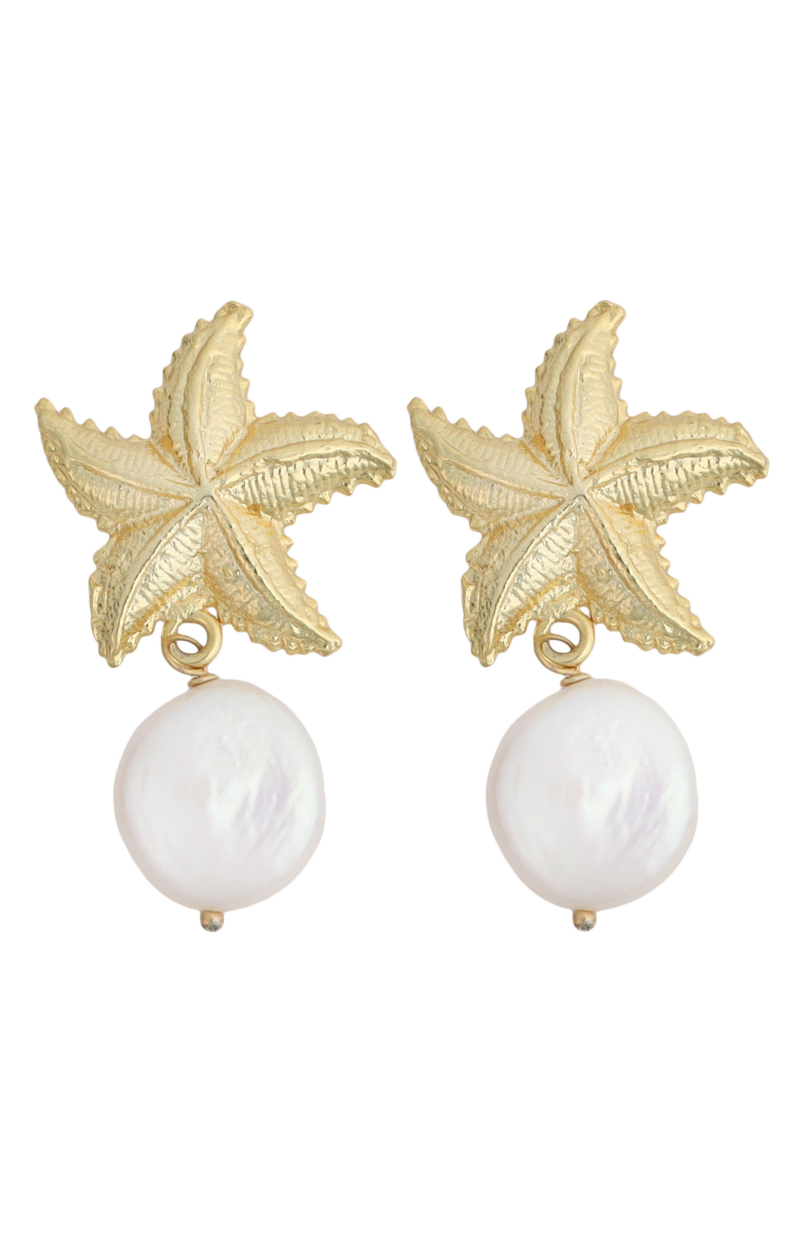 Panacea Starfish & Genuine Pearl Drop Earrings