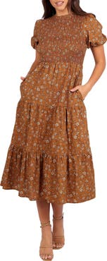 Petal & Pup Naura Tiered Cotton Midi Dress