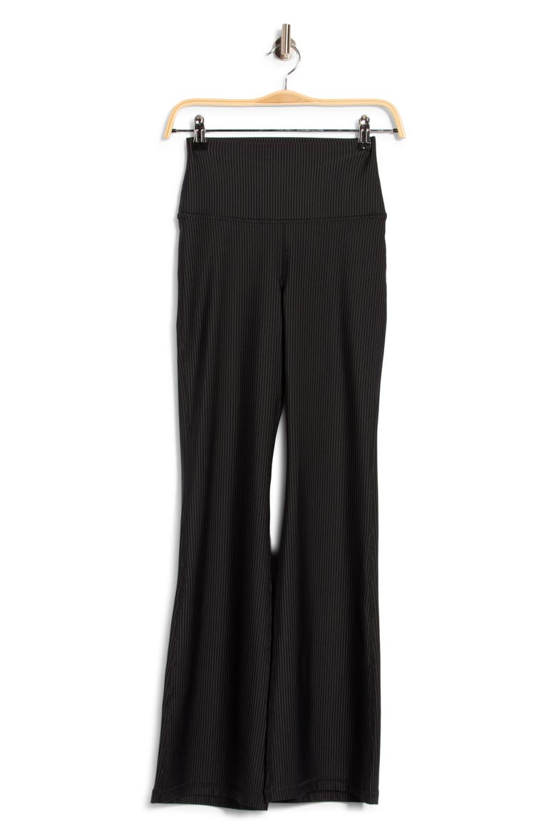 Pinstripe High Waist Flare Leggings, Main, color, BLACK/ WHITE