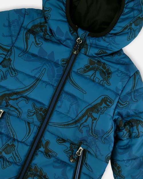 Deux Par Deux Baby Boy's Printed Quilted Mid-season Jacket Blue And Gray In Blue And Gray