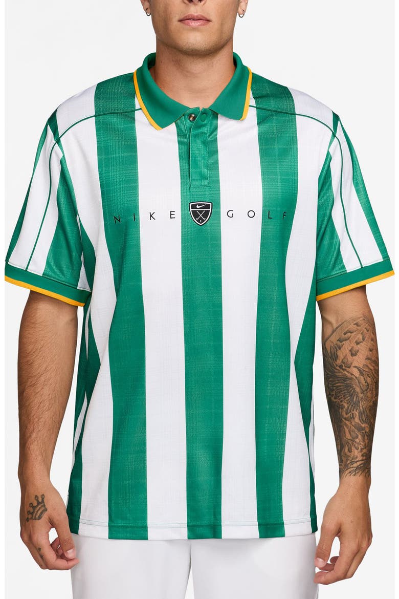 Stripe Short Sleeve Polo, Main, color, MALACHITE/ UNIVERSITY GOLD