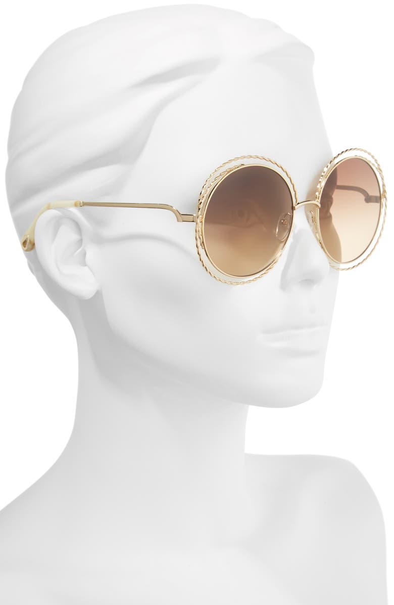 Chloé Carlina Torsade 58mm Round Sunglasses, Alternate, color, 
