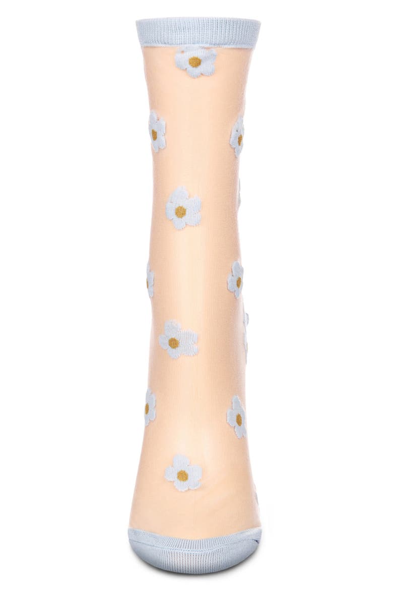 Daisies Sheer Crew Socks, Alternate, color, LIGHT BLUE