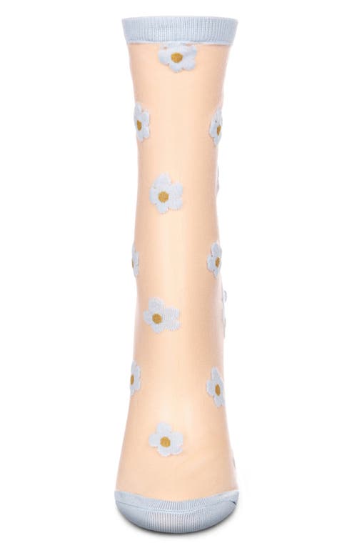 MEMOI MEMOI DAISIES SHEER CREW SOCKS
