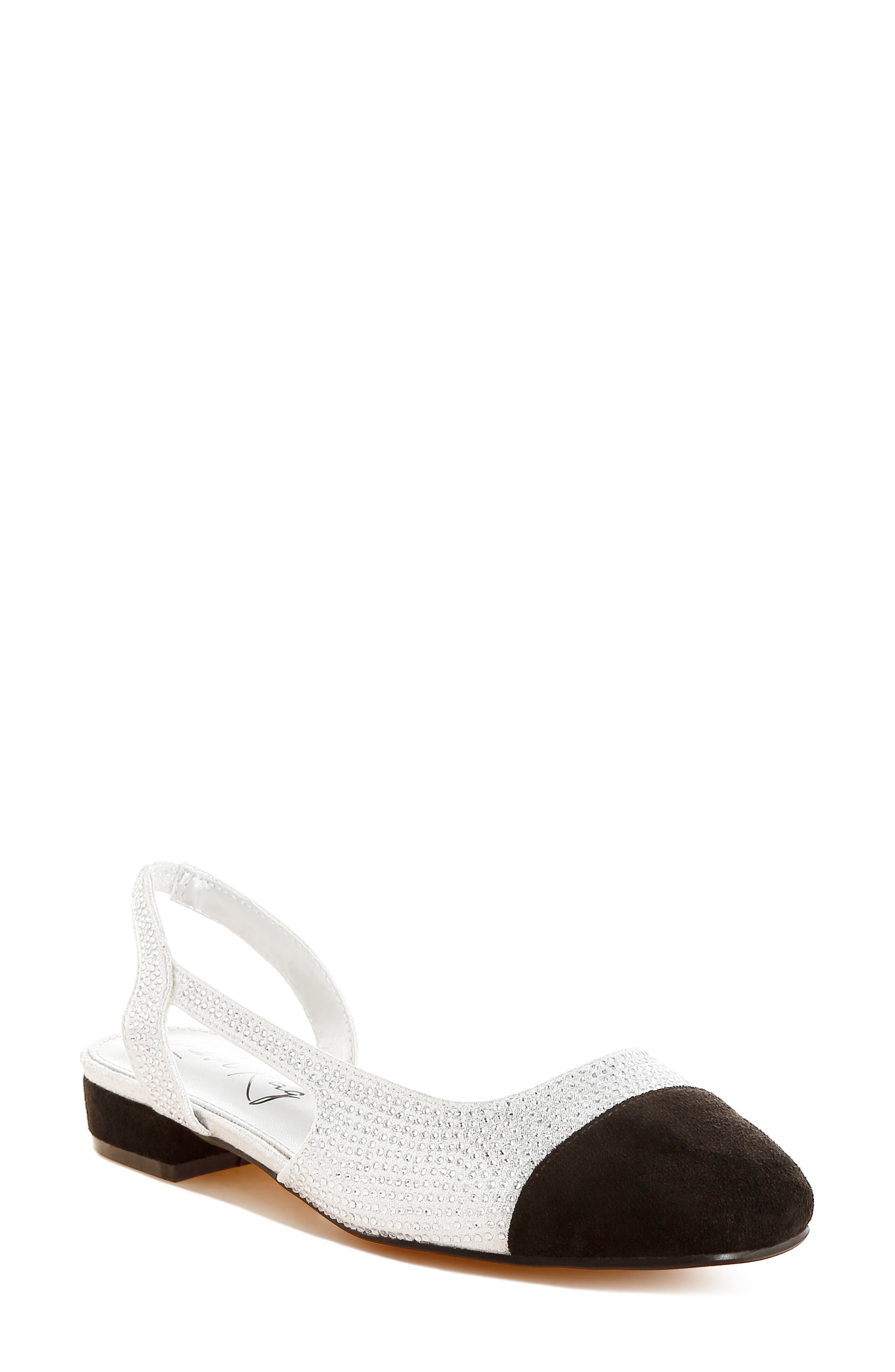 LONDON RAG Rerita Rhinestone Embellished Slingback Flat, Main, color, Silver