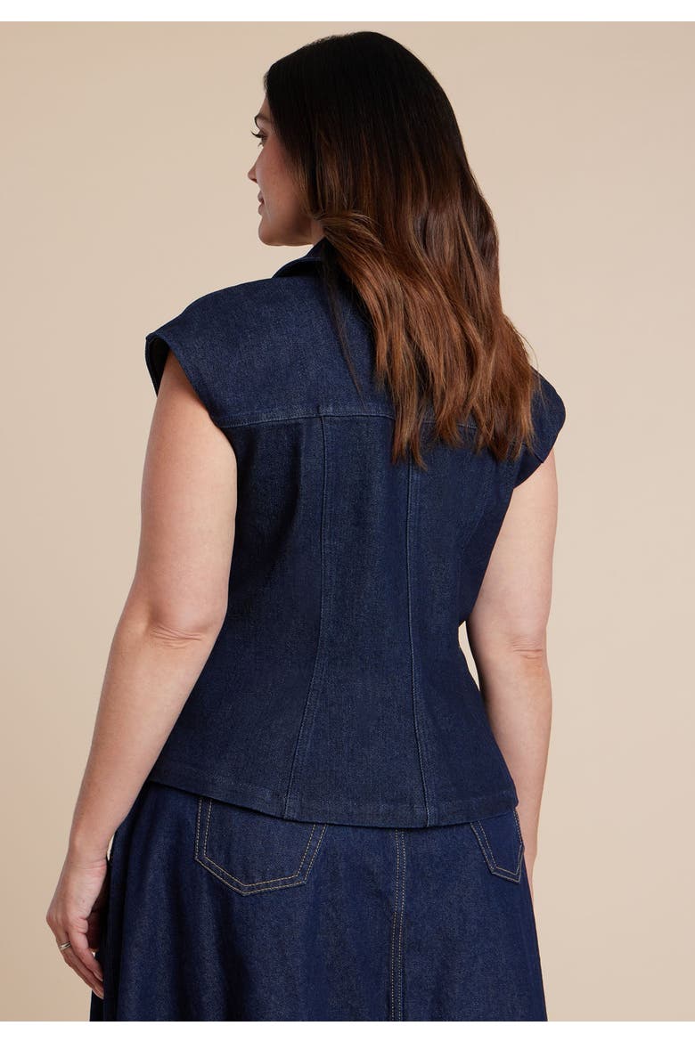 Structured Denim Vest, Alternate, color, DARK WASH