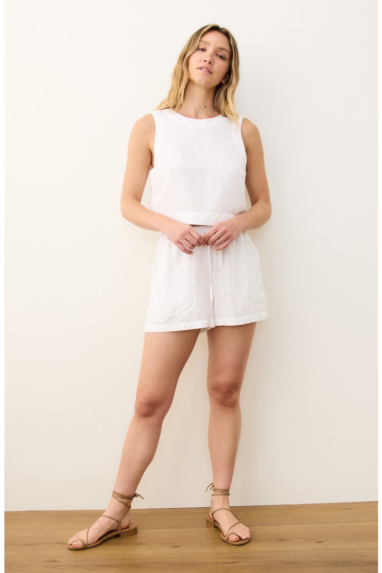 Quinn Sleeveless Linen Blend Crop Top, Alternate, color, WHITE