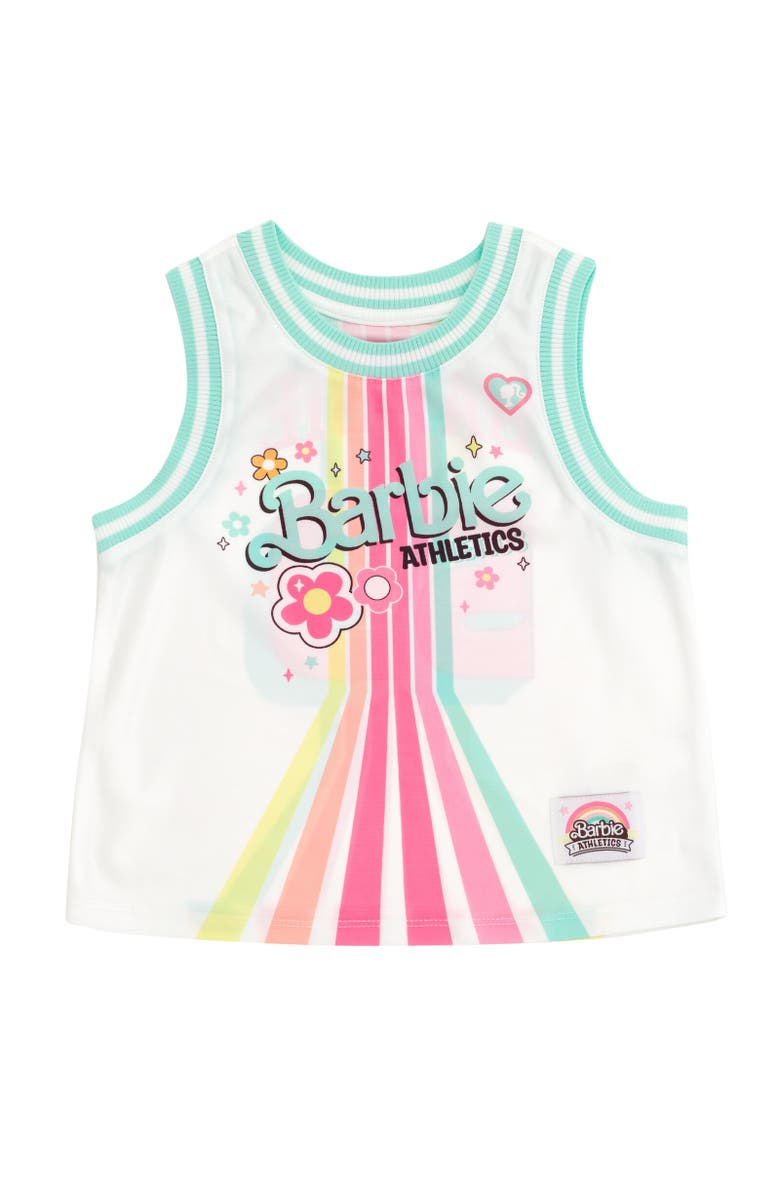 Barbie Athletic Tank Top & Shorts Set, Alternate, color, White / Pink