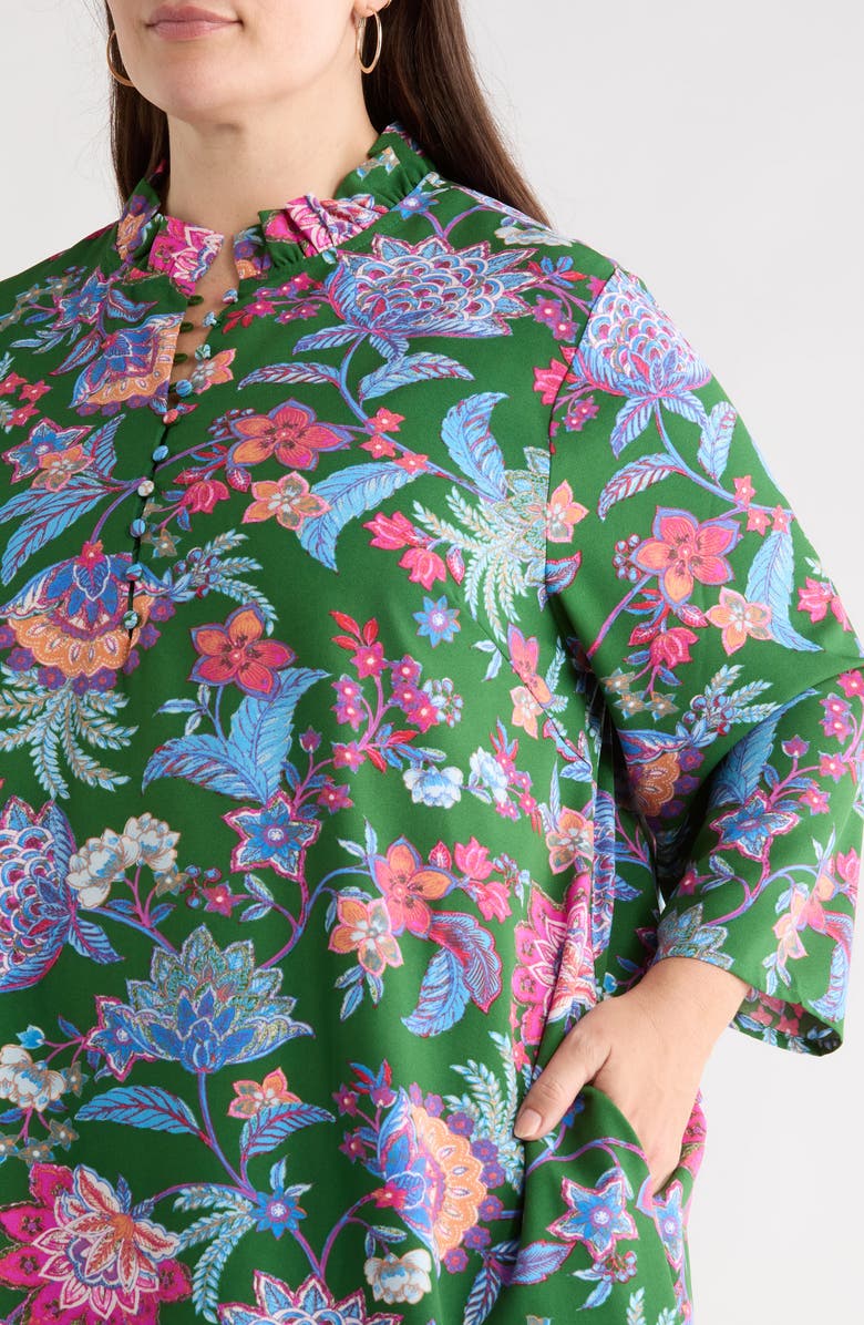 SUGARLIPS Elara Ruella Floral Ruffle Dress, Alternate, color, Emerald-Multi