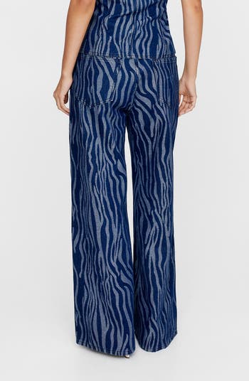Zebra Print Wide Leg Jeans