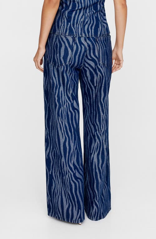 Nasty Gal Zebra Print Wide Leg Jeans In Dark Indigo