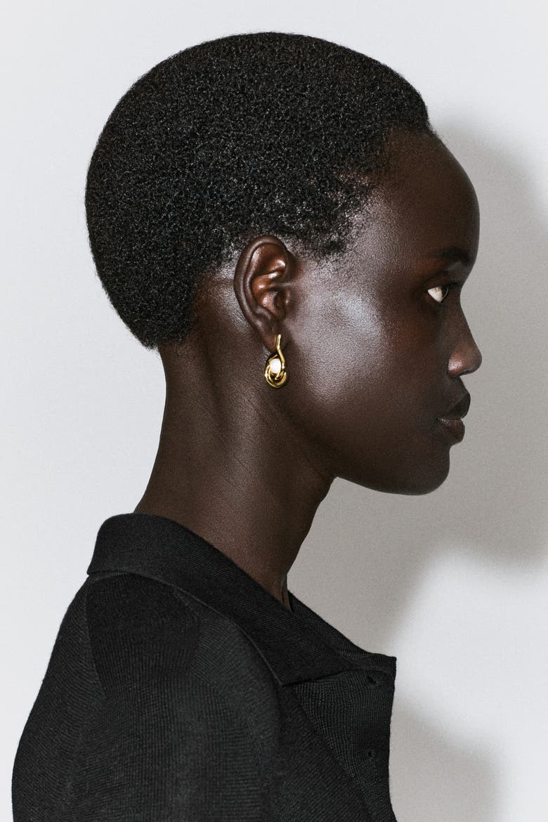 Sculptural Pearl Earrings, Alternate, color, ZŁOCISTY/ PERŁA