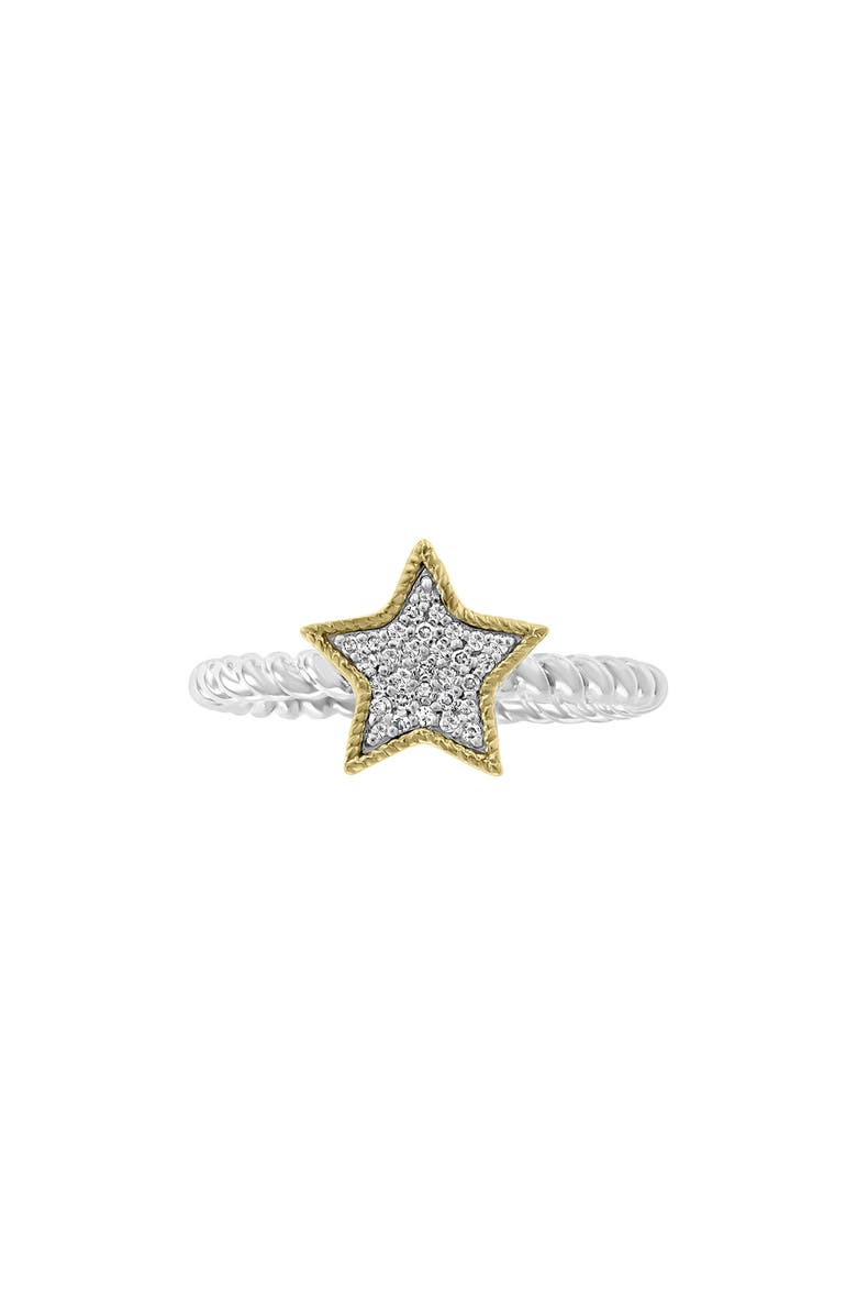 EFFY 14K Yellow Gold & Sterling Silver Pavé Diamond Star Ring - 0.09ct., Main, color,