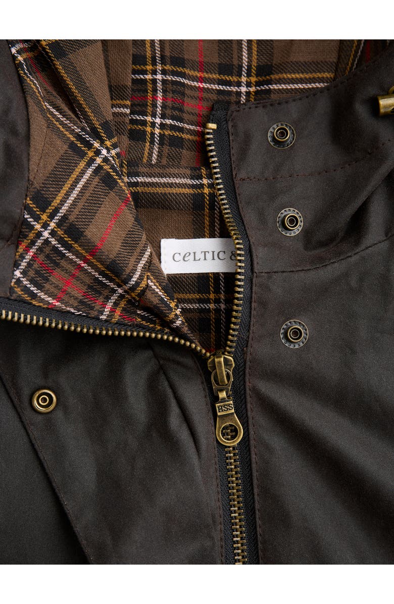 Celtic & Co. Wax Cotton Overcoat, Alternate, color, Dark Brown