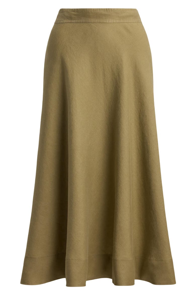 A-Line Linen Midi Skirt, Alternate, color, LIGHT AGAVE GREEN