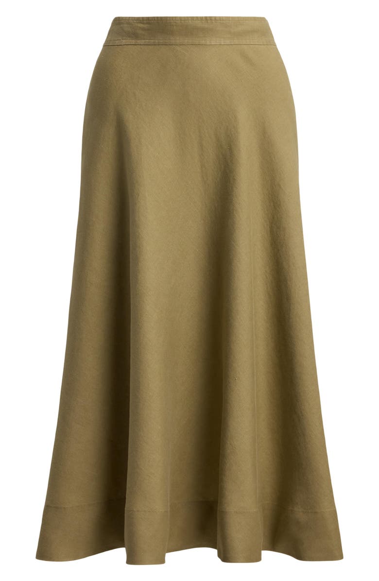 Lauren Ralph Lauren A-Line Linen Midi Skirt, Alternate, color, Light Agave Green