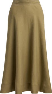 Lauren Ralph Lauren A-Line Linen Midi Skirt