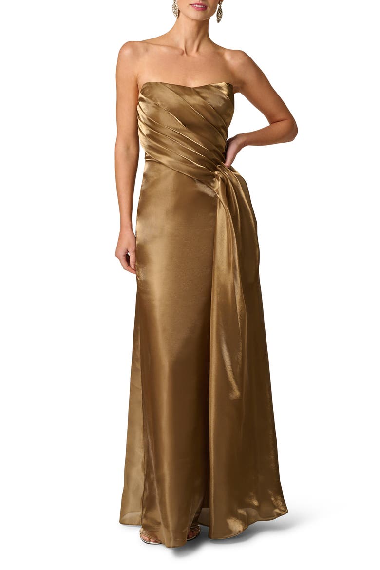 Strapless Organza Gown, Main, color, GOLD